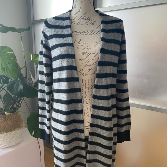 100% Cashmere Soft Striped Long Cardigan, Small - Picture 4 of 7